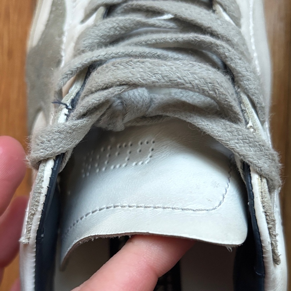 Golden Goose White and Navy Superstar Sneakers - Picture 3 of 7